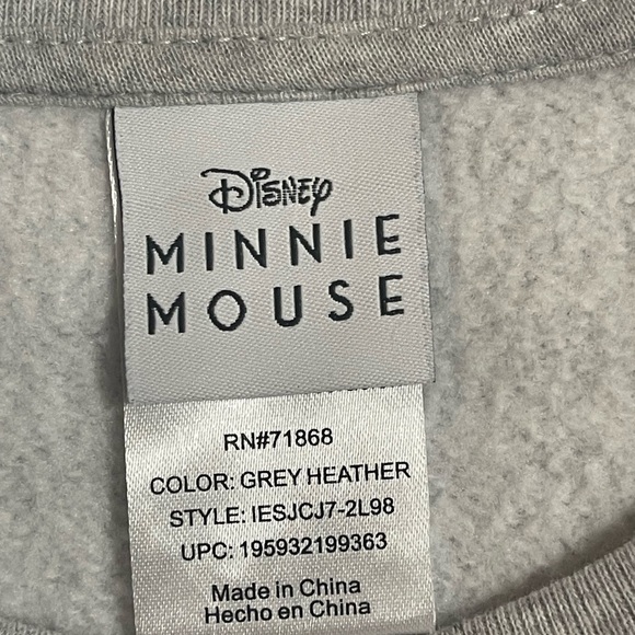 🎁SALE🎁DISNEY GREY MINNIE MOUSE EMBROIDERED SWEATSHIRT SZ MED - Picture 7 of 9
